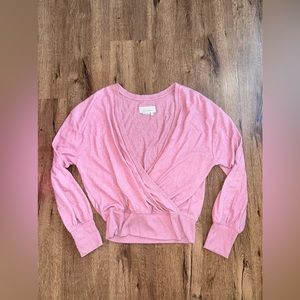 Anthropologie Wrap Front Pink Sweater Size Medium